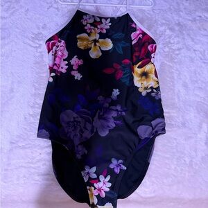 Floral Halter One-Piece Swimsuit
